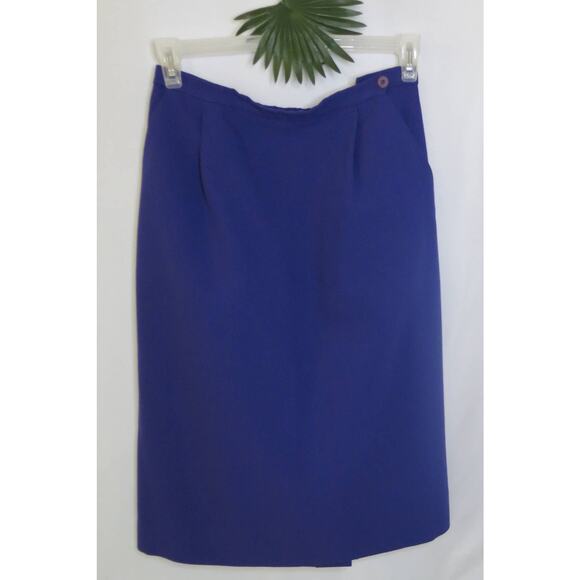 FASHION STAR Vintage Long Skirt Size 12 Lined Pleats Pockets Buttons Purple - Picture 1 of 12